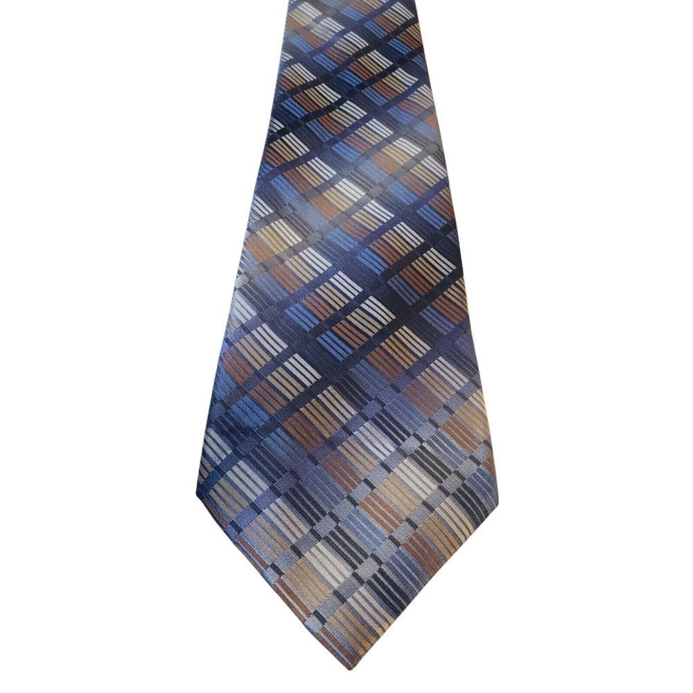 Unbranded Neck Tie Mens Luxury Blue‎ Tan Brown Stripes Business Casual Church